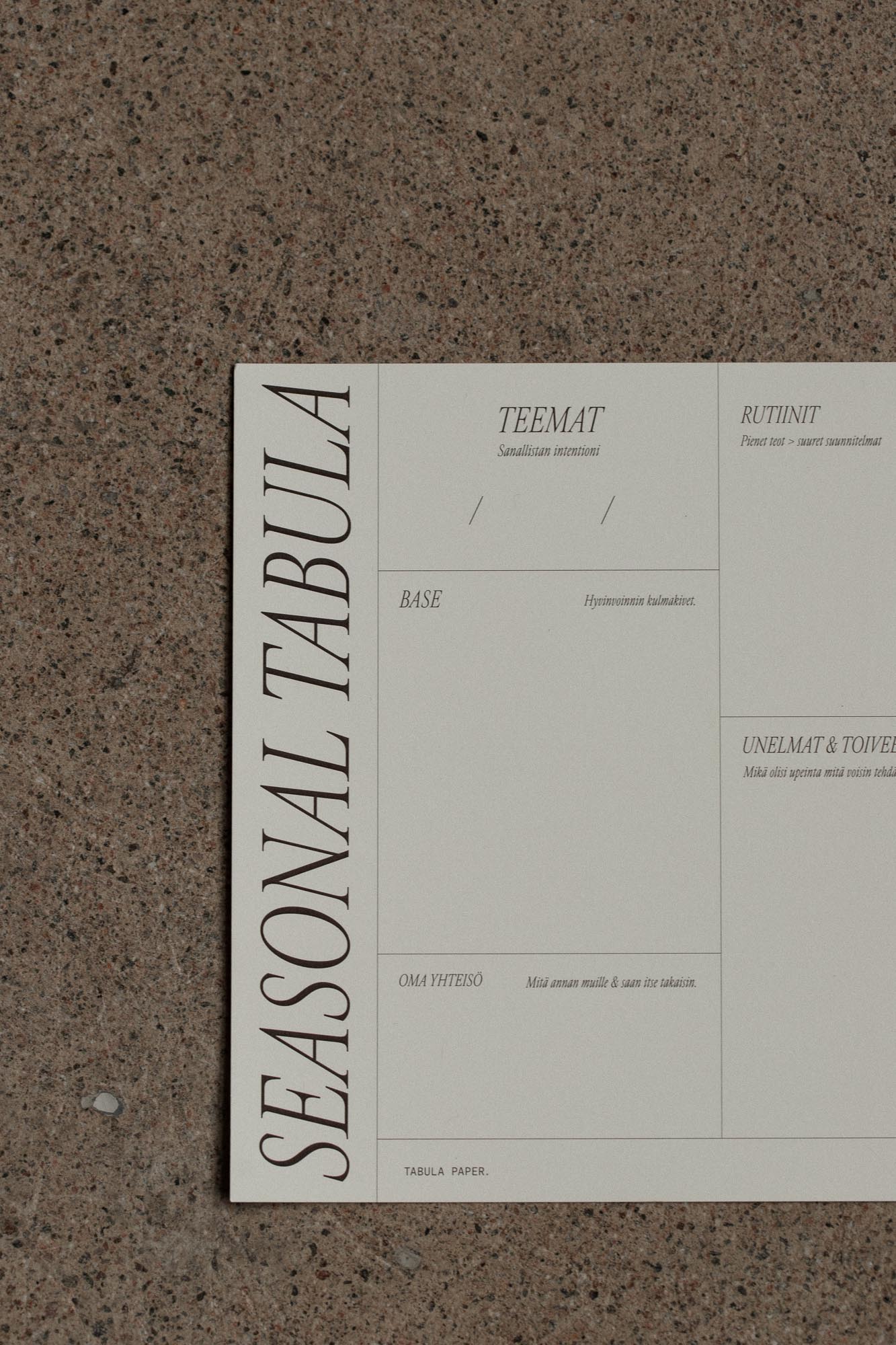 Tabula Panel Tabula Kit® | Kvartaalikalenteri | Tabula Paper